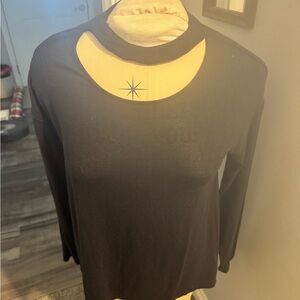 Maurices Black Long-Sleeve Top with Crescent Cutout